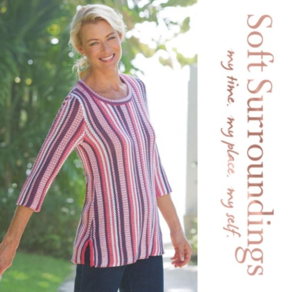 Soft Surroundings Striped Montego Bay Sweater Sz L